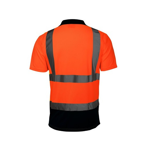 Koszulka polo ostrzegawcza pomarańczowa z pasami odblaskowymi kołnierzykiem L40301 Lahti Pro