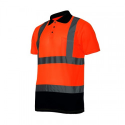 Koszulka polo ostrzegawcza pomarańczowa z pasami odblaskowymi kołnierzykiem L40301 Lahti Pro