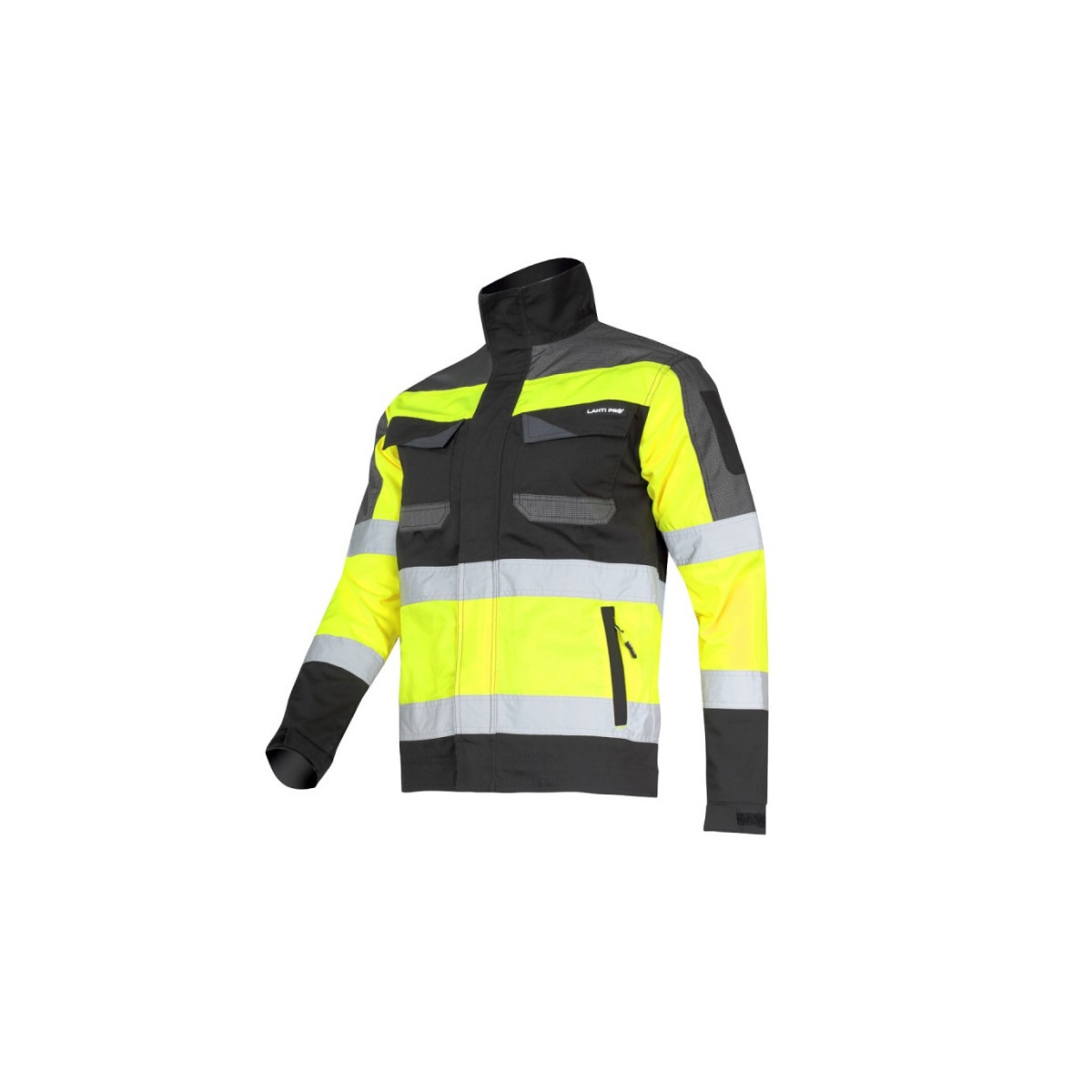 odblaskowa-odziez-hi-vis - Kurtka ostrzegawcza bhp żółta z pasami odblaskowymi slim fit L40411 Lahti Pro