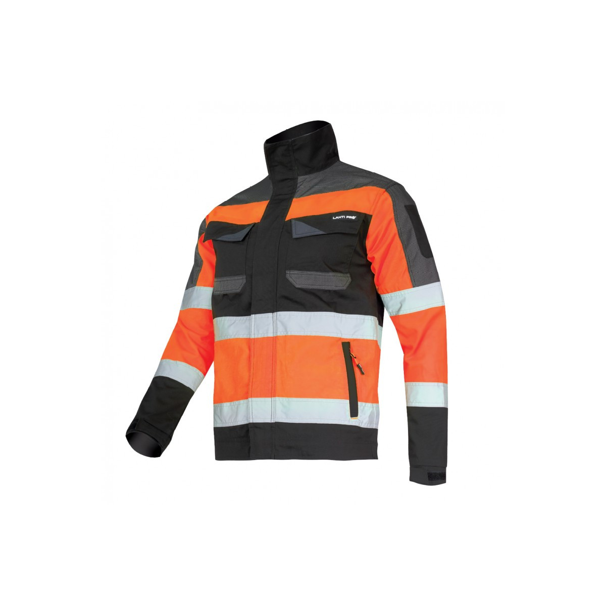 odblaskowa-odziez-hi-vis - Kurtka ostrzegawcza bhp pomarańczowa z pasami odblaskowymi slim fit  L40412 Lahti Pro