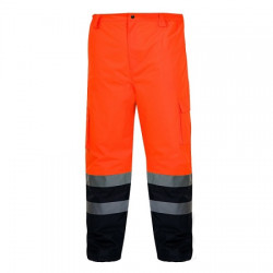 Spodnie do pasa robocze bhp ostrzegawcze zimowe pomarańczowe z pasami odblaskowymi L41001 Lahti Pro