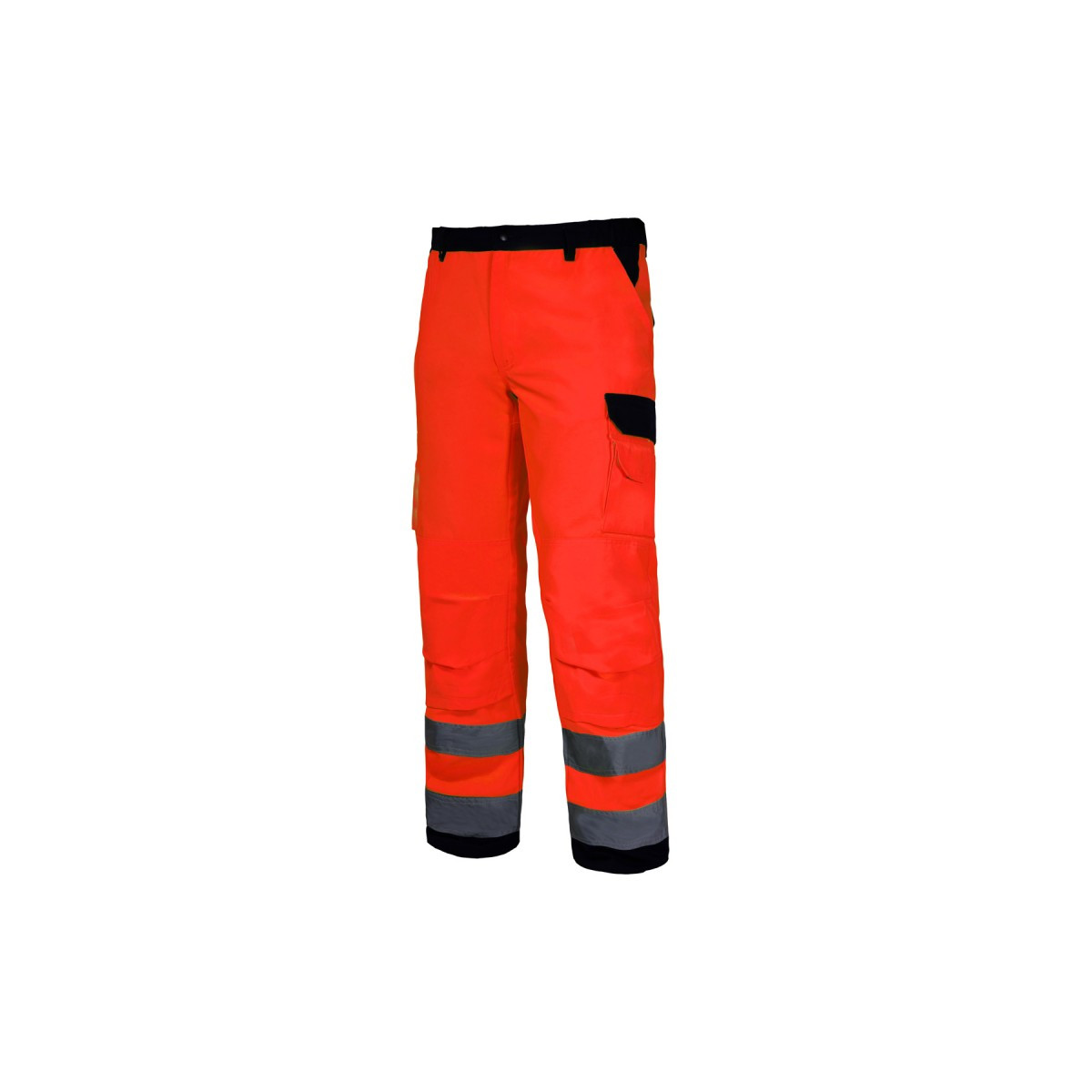 odblaskowa-odziez-hi-vis - Spodnie robocze bhp do pasa ostrzegawcze pomarańczowe z pasami odblaskowymi L41005 Lahti Pro