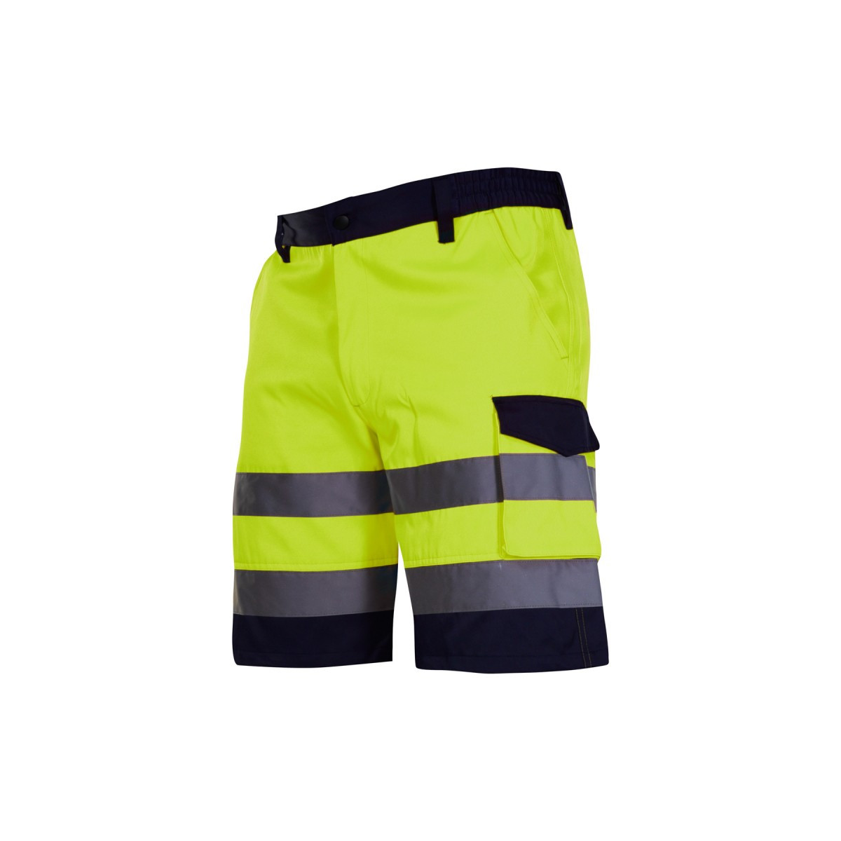 odblaskowa-odziez-hi-vis - Spodnie krótkie robocze żółto czarne ostrzegawcze z pasami odblaskowymi L40701 Lahti Pro