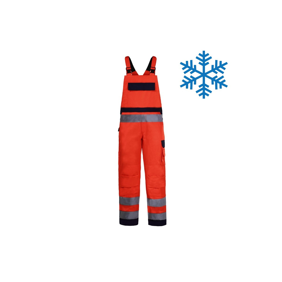 odblaskowa-odziez-hi-vis - Spodnie ogrodniczki pomarańczowe ostrzegawcze odblaskowe L41106 Lahti Pro