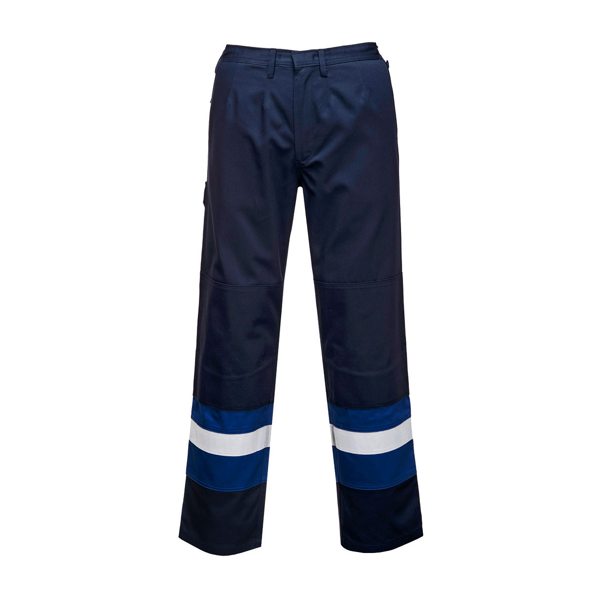 trudnopalna-odziez - Spodnie do pasa bizflame plus trudnopalne ostrzegawcze odblaskowe granatowo niebieskie FR56 Portwest