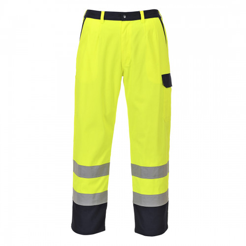 Spodnie do pasa trudnopalne ostrzegawcze specjalistyczne żółte FR92 Portwest