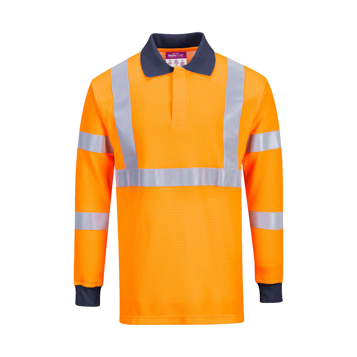 trudnopalna-odziez - Koszulka polo ostrzegawcza trudnopalna pomarańczowa z pasami odblaskowymi FR76 Portwest