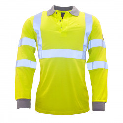 Koszulka polo trudnopalna z długim rękawem ostrzegawcza odblaskowa fluorescencyjna FR77 Portwest