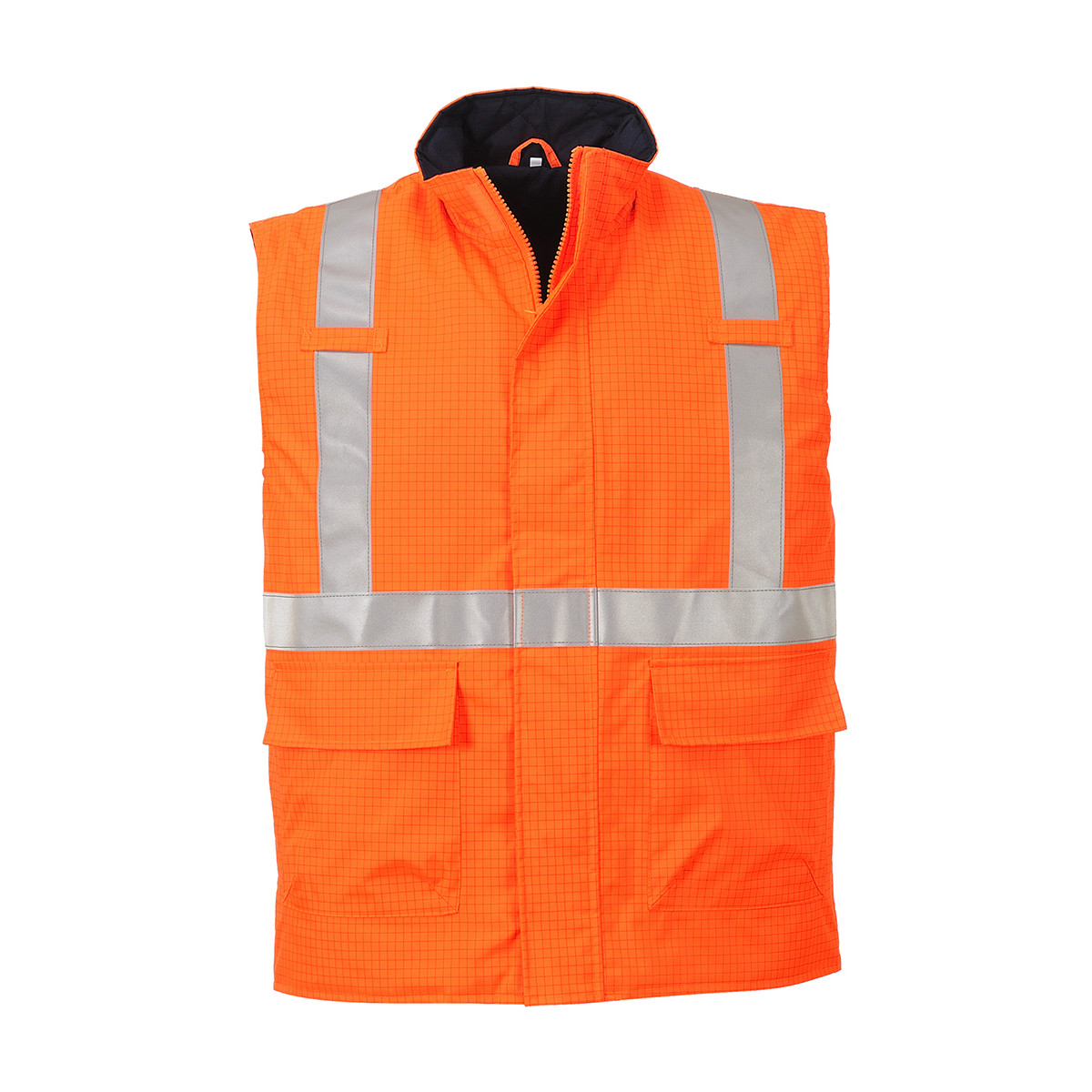 trudnopalna-odziez - Ocieplacz trudnopalny antystatyczny bizflame rain ostrzegawczy pomarańczowy S776 Portwest