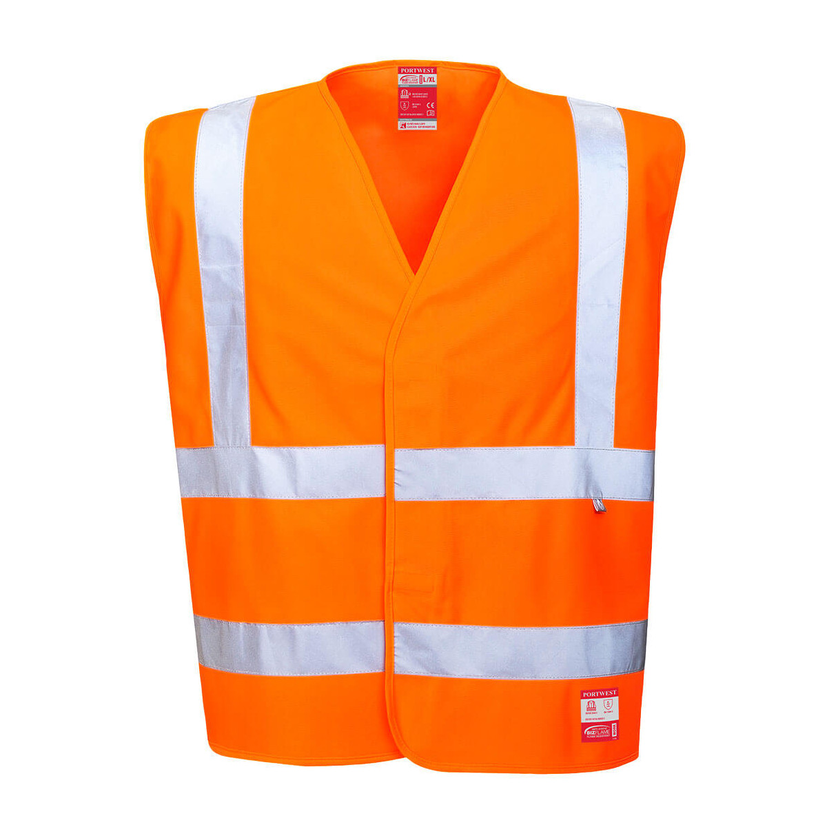 trudnopalna-odziez - Kamizelka trudnopalna antystatyczna ostrzegawcza fluorescencyjna odblaskowa pomarańczowa FR71 Portwest
