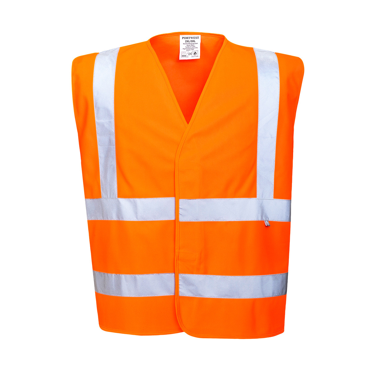 trudnopalna-odziez - Kamizelka ostrzegawcza z wykończeniem trudnopalnym kamizelka odblaskowa pomarańczowa odblaskowe pasy FR70 Portwest