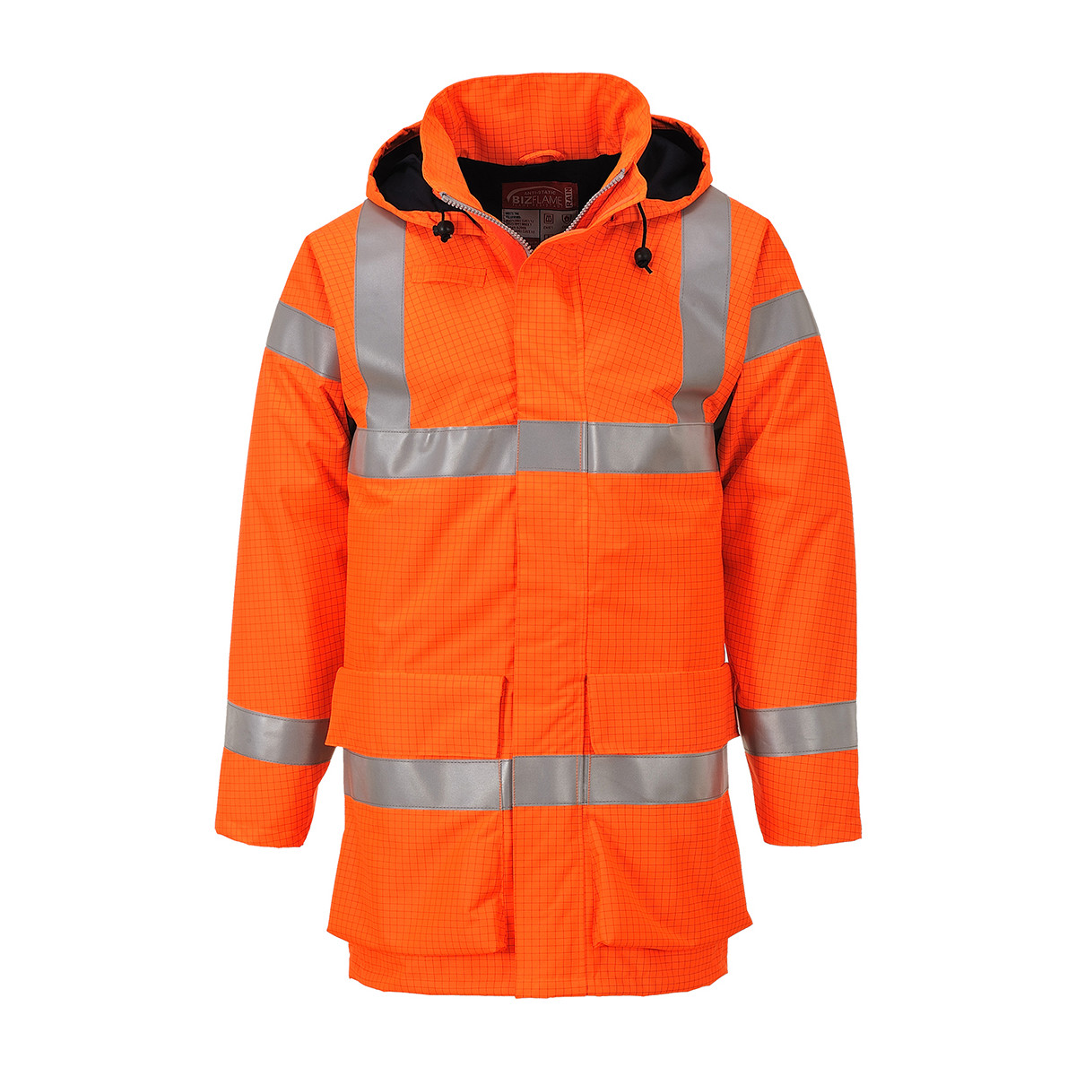 trudnopalna-odziez - Kurtka z kapturem trudnopalna ostrzegawcza odblaskowa pomarańczowa S774 Portwest