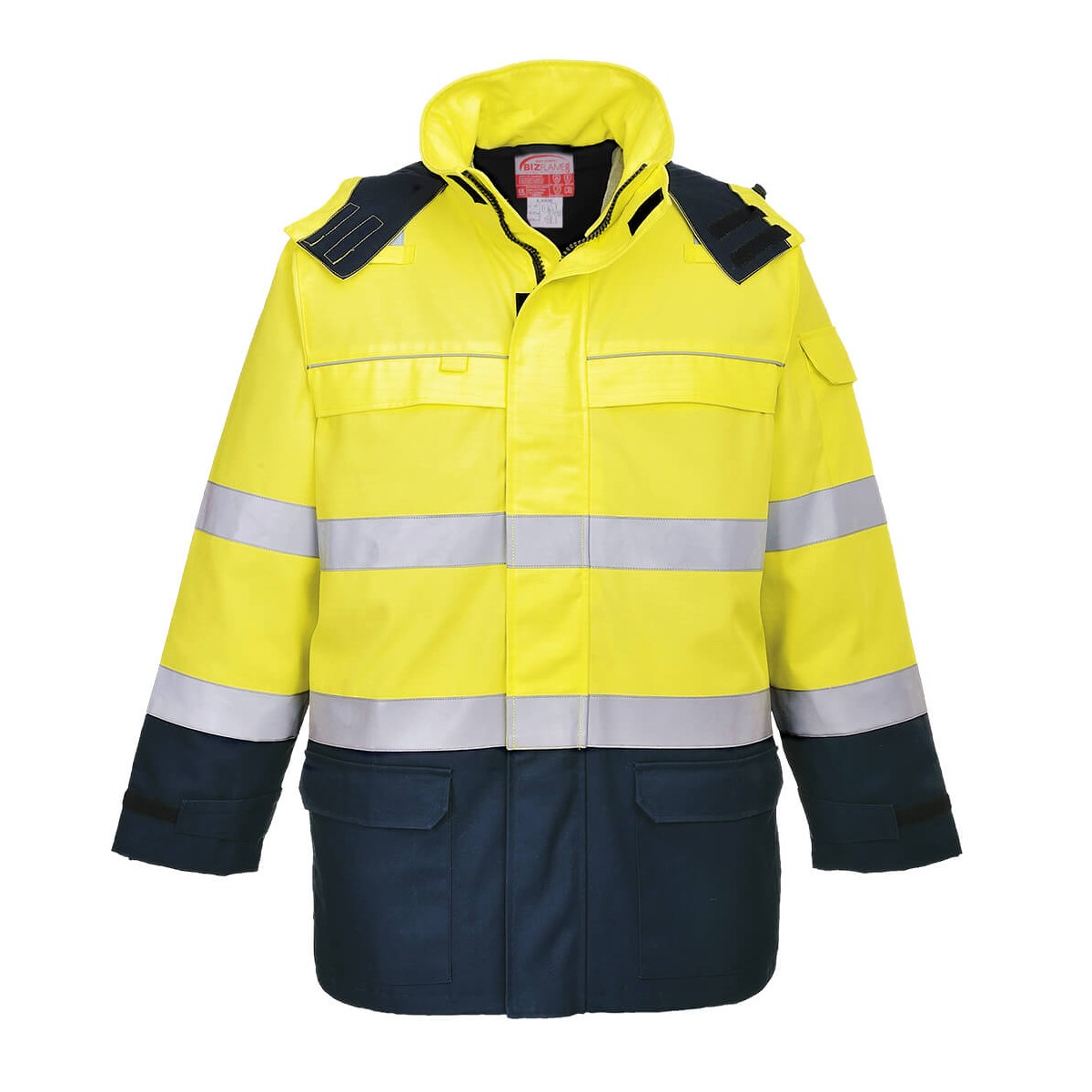 odblaskowa-odziez-hi-vis - Kurtka trudnopalna ostrzegawcza dblaskowa żółta granatowa FR79 Portwest