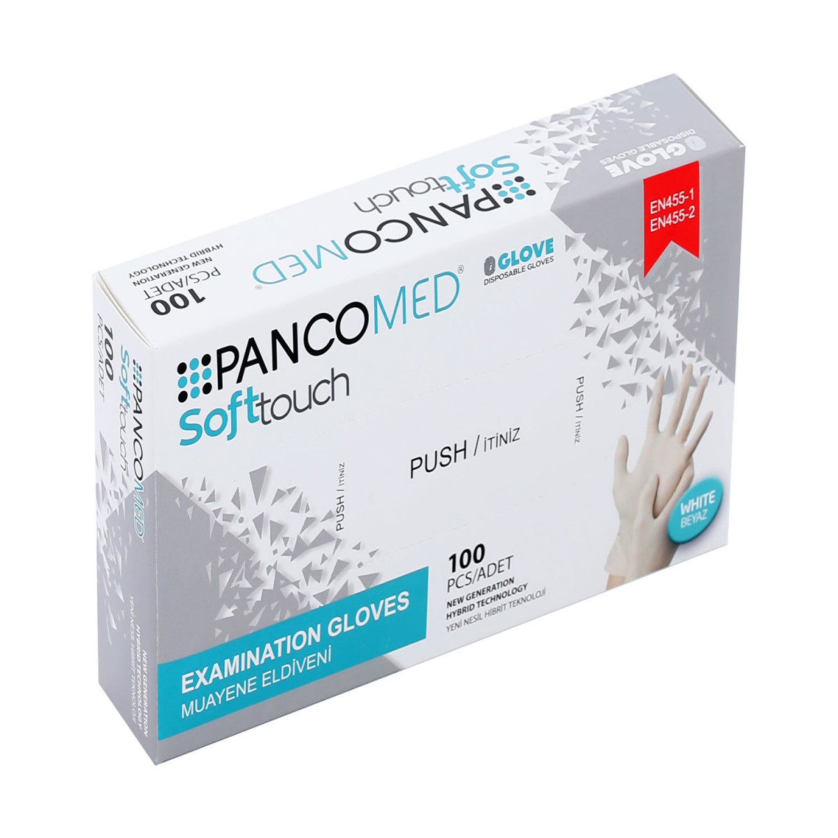 jednorazowe-rekawice - Hybrydowe rękawice białe medyczne służba zdrowia stomatologia PancoMed